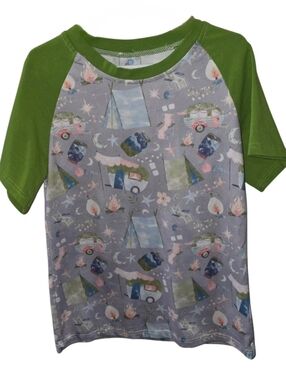 LaLeePop Boys Camping Short Sleeve Shirt Size 7/8 NWOT